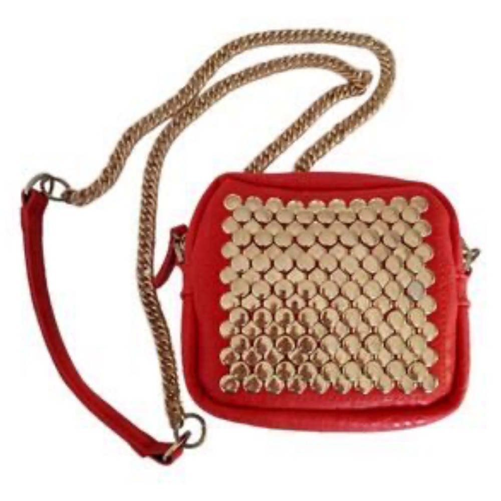 Street Level Orange Gold Studded Faux Leather crossbody,UC